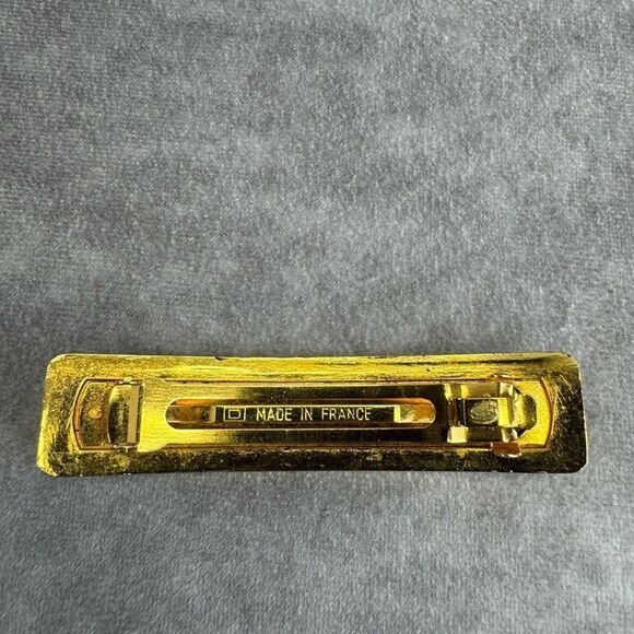 Chanel Vintage Logo Embossed Gold Hair Clip Barrette - Picture 5 of 9